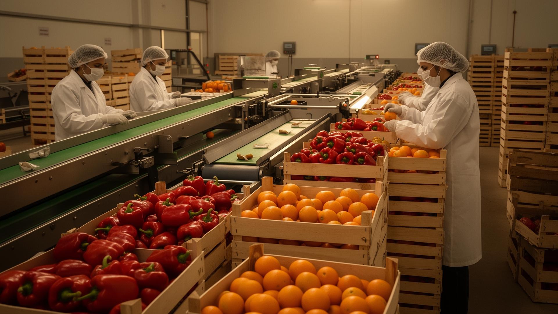 Quality control inspection at packing facility